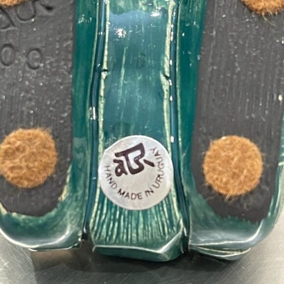 VINTAGE DeRosa ARTESANIA RINCONADA FROG figurine statue #713 GOLD/GREEN URUGUAY - Picture 7 of 8